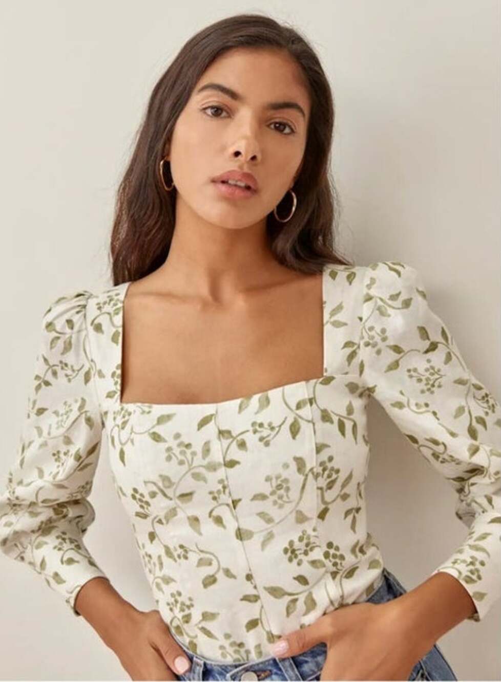 Reformation Stilton Top in Cream Linen Sz 6